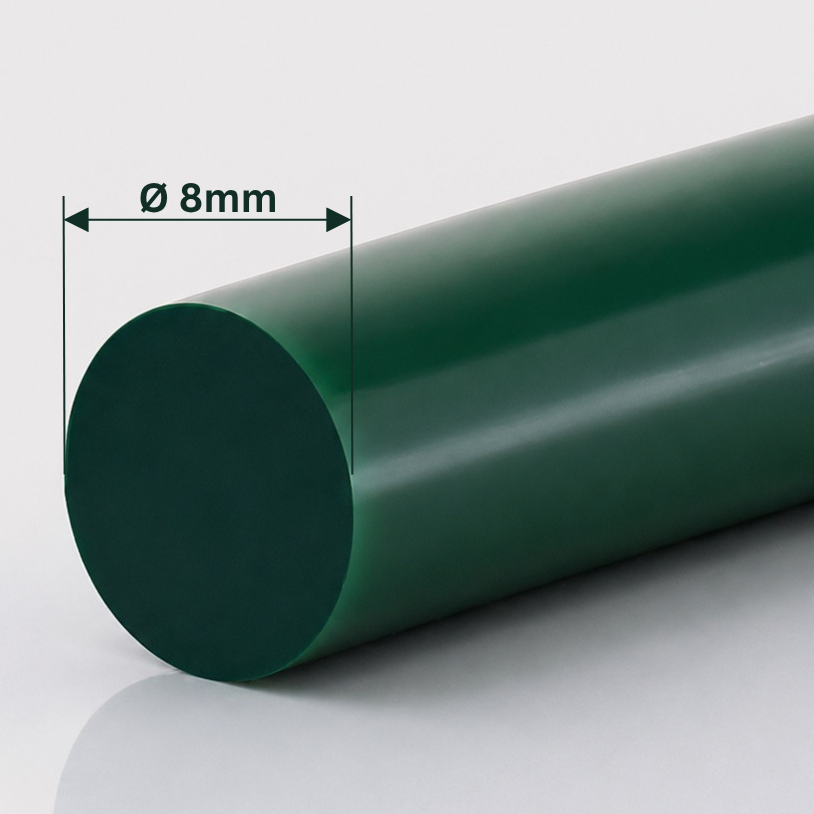 Rundriemen PU85A grün glatt, Durchmesser 8 mm