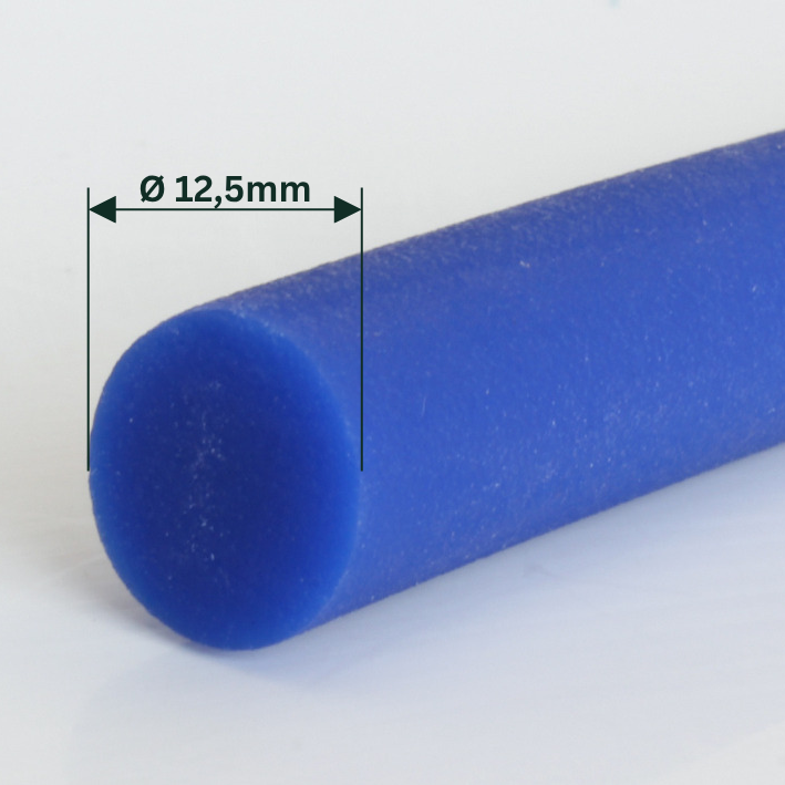 Rundriemen PU85A ultramarinblau geraut, Durchmesser 12,5 mm, FDA/CE-konform
