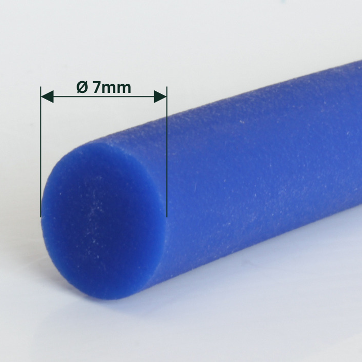 Rundriemen PU85A ultramarinblau geraut, Durchmesser 7 mm, FDA/CE-konform